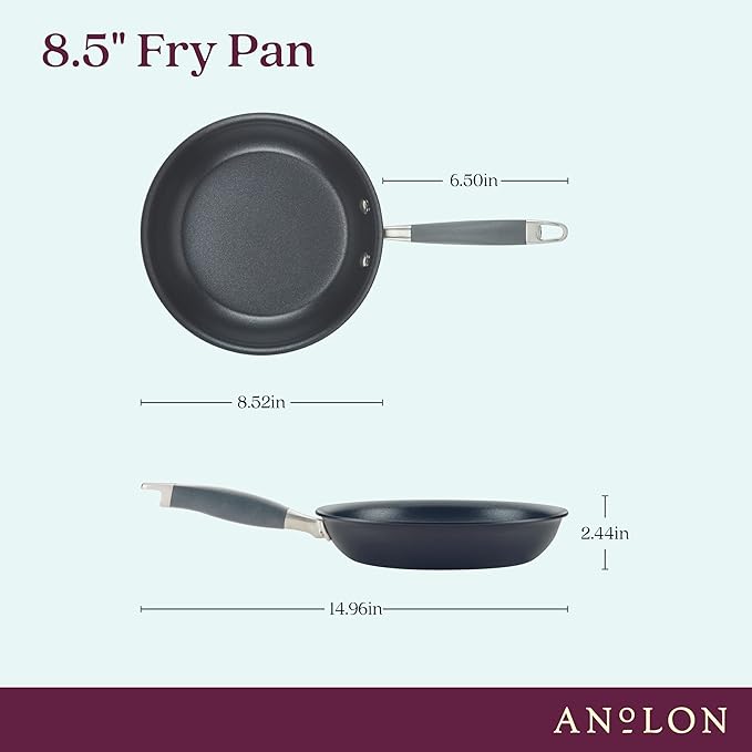 Anolon Advanced Home Hard Anodized Nonstick Frying Pan, 8.5 Inch – Small Non Stick Egg Pan, Durable Nonstick Skillet - Moonstone - Image 2