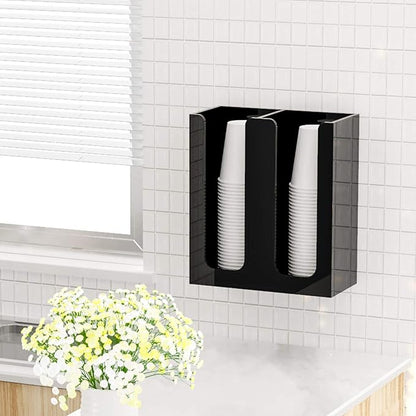 Richboom Acrylic Coffee Cup and Lid Storage Organizer Holder, 2 Compartments, Black - Image 6