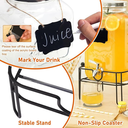 Bululuo Glass Drinks Dispenser for Parties, 2 Gallon Beverage Dispenser with Stand for Juice and Iced Tea, Water Jug Dispenser for Lemonade, Party Essential Beverage Pitcher with Spout - Image 5