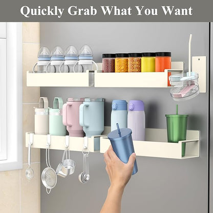 HuggieGems Magnetic Water Bottle Holder for Refrigerator, Cup Holder Organizer for Stanley and Tumbler for Kitchen, 4 Pack, Cream White - Image 4