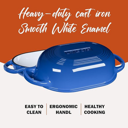 Enameled Cast Iron Dutch Oven for Bread Baking - incl. Sourdough Bread-Baking Supplies like Banneton Bread-Proofing Basket - 5QT Loaf Cast Iron Bread Oven Pan with Lid Meatloaf Pan with Lid, Sour Sough Tools, Lame(Blue） - Image 2