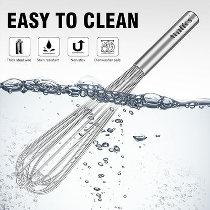Walfos Whisk,14in Large Whisks, Heavy Duty Stainless Steel Wire Whisk for Blending, Whisking, Beating Suitable for stirring and mixing containers such as deep pots or big bowl at home or store. - Image 8