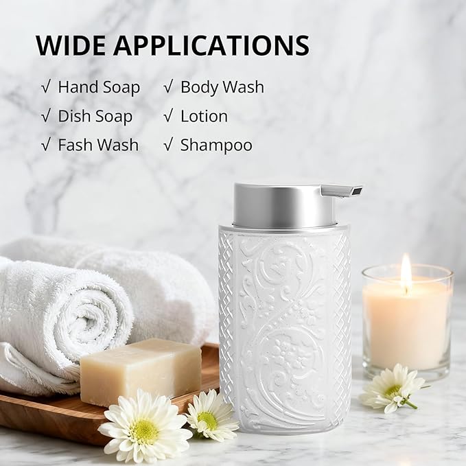 12OZ/350ML Ceramic Foaming Soap Dispenser Empty Hand Soap Dispenser Refillable Lotion Containers with Pump - Image 4