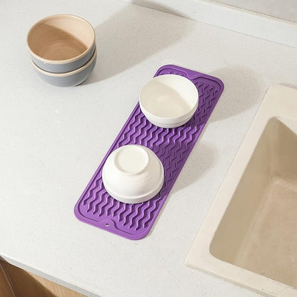 MicoYang Silicone Dish Drying Mat for Multiple Usage,Easy clean,Eco-friendly,Heat-resistant Silicone Mat for Kitchen Counter,Sink,Bar,Bottle,or Cup Purple M 17 inches x 6 inches - Image 8