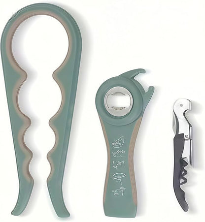Opener | 5-in-1 Non-Slip Bottle Opener for Weak hands, Seniors with Arthritis and Anyone with Low Strength, featuring a leverage opener, a can opener, and a wine bottle opener