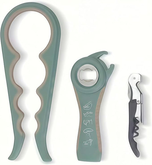 Opener | 5-in-1 Non-Slip Bottle Opener for Weak hands, Seniors with Arthritis and Anyone with Low Strength, featuring a leverage opener, a can opener, and a wine bottle opener