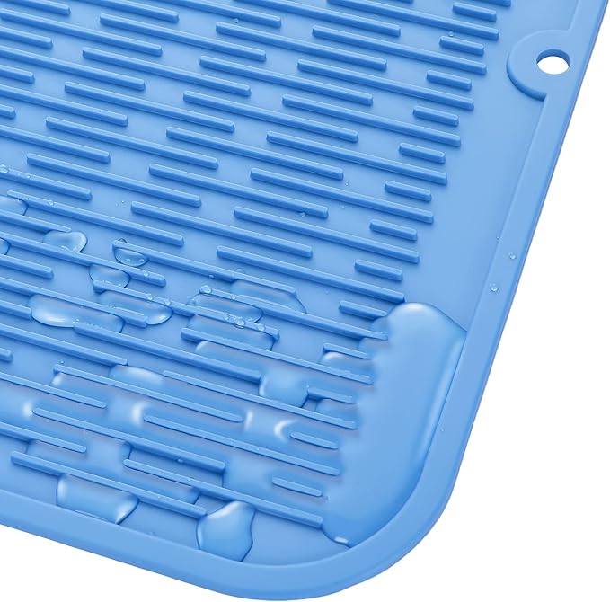 MicoYang Silicone Dish Drying Mat for Multiple Usage,Easy clean,Eco-friendly,Heat-resistant Silicone Mat for Kitchen Counter or Sink,Refrigerator or Drawer Liner Lichen BlueL 2XL 24 inches x 18 inches - Image 9
