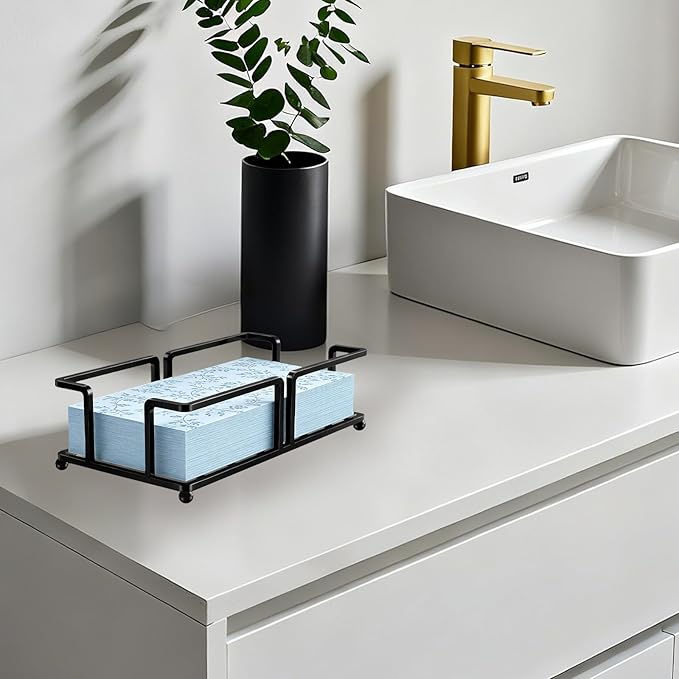 Bathroom Napkin Holder Bathroom Paper Towel Holder Bathroom Guest Towel Holder Tray for Bathroom Napkin Holder Guest Towels Disposable, Bathroom, Kitchen Dinning Table.Black
