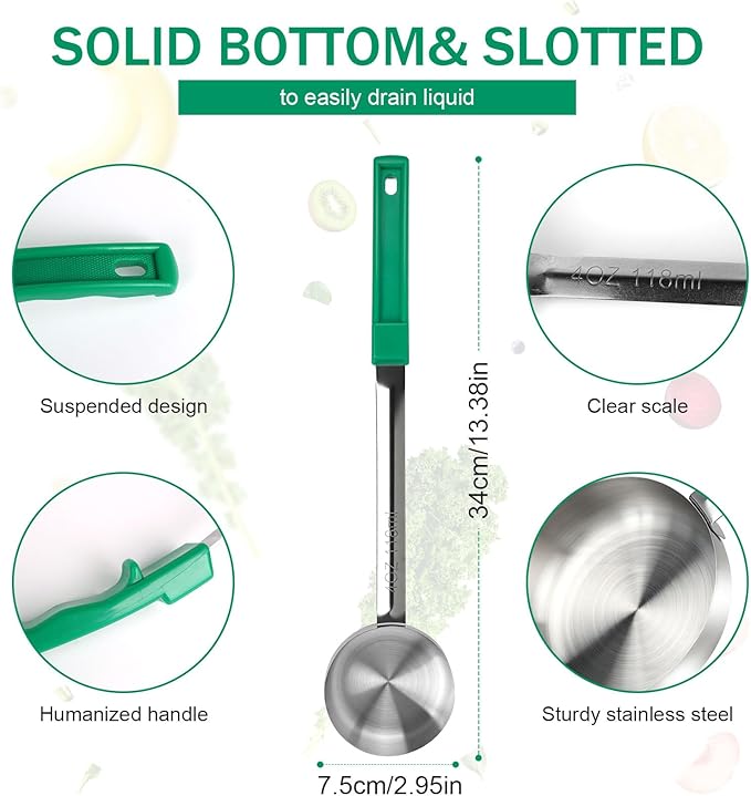 4 Ounce Solid Stainless Steel Portion Control Ladle Spoon - 2Pcs Pizza Sauce Serving Spoons Portion Ladle for Sauces, Perfect for Weight Watchers, Buffets, Parties