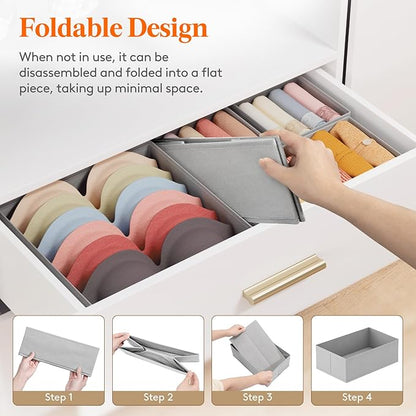 Lifewit Underwear Drawer Organizer for Closet 12 Pack, 3 Sizes Dresser Organizer Dividers, Deep Fabric Foldable Drawer Storage Organizer Bins for Clothes, Sock, Bra, Lingerie, Undies