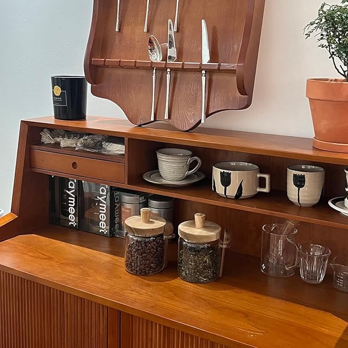Set of 3 Glass Jars Containers with Wooden Lids and Scoop Clear Canister Jars Set with Spoon for Kitchen Food Storage Coffee Tea Sugar Decorative Countertop Organization Jars 31 oz (3) - Image 6