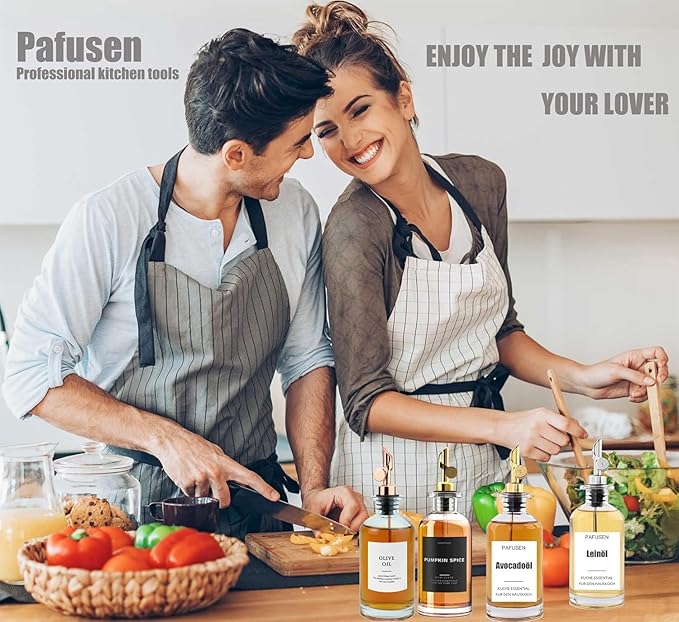 Pafusen 2 Pack Auto Flip Olive Oil Dispenser, Liquor Pour Spout, Oil Dispenser for Kitchen, Easily Turn Your Bottles into Dispensers for Liquor, Vinegar, Coffee Syrup or Oils, Weighted Pourer, Gold