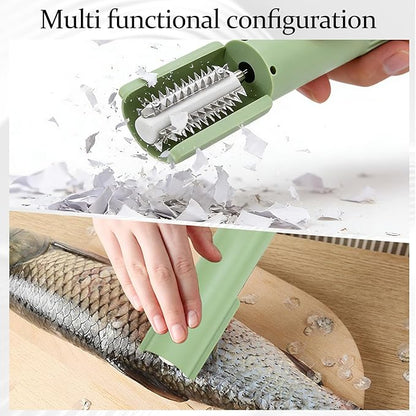 STHF 5X Faster Electric Coconut Grater & Fish Descaler, Anti-Splash Guard with Food-Grade Stainless Steel Blade, Lightweight Portable Coconut Scraper for Kitchen, Camping (Green)