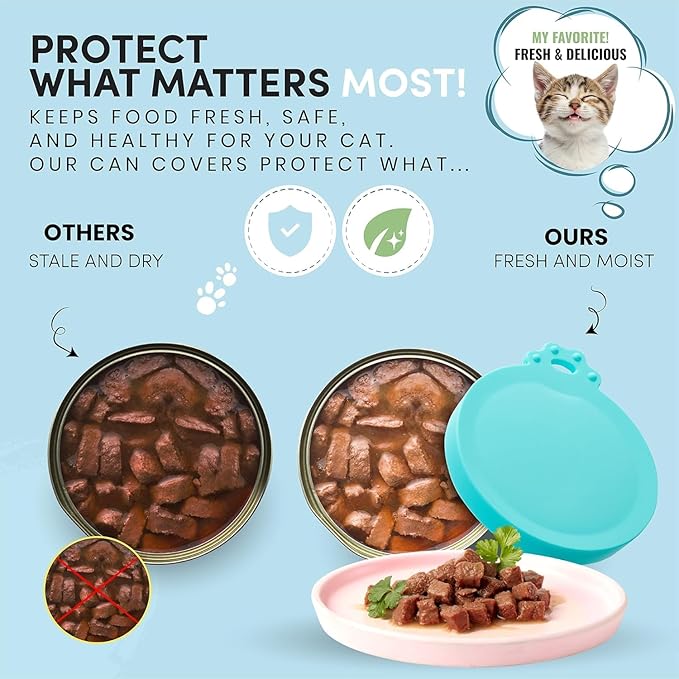 4 Pack Universal Pet Food Can Covers Lids - One fit 3 Standard Size Cans for Cats and Dogs Food Cans - Easy to Clean - Safe Silicone - Emerald Dawn