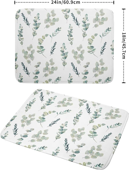 Eucalyptus Leaf Dish Drying Mat for Kitchen Counter Spring Summer Seasonal Microfiber Absorbent Dish Draining Reusable Washable Foldable Extra Large 18"x24" - Image 2