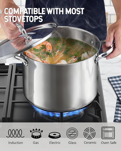 Cooks Standard 18/10 Stainless Steel Stockpot 8-Quart, Classic Deep Cooking Pot Canning Cookware with Stainless Steel Lid, Silver - Image 4