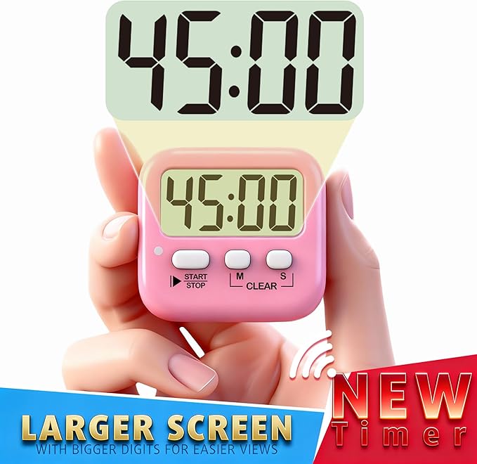 Antonki 2 Pack Digital Timer for Kids, Magnetic Countdown Kitchen Timers for Cooking, Egg, Classroom, Teacher, Exercise, Study, Oven - Battery Included - Image 5