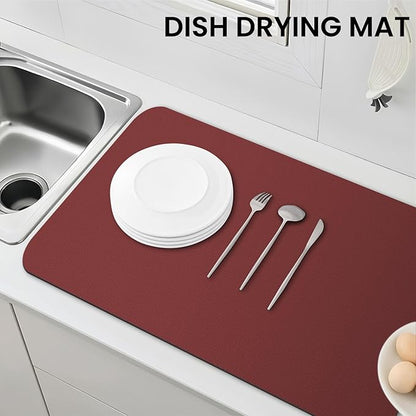 WISELIFE Dish Drying Mat Super Absorbent Drying Mat Large Dish Drying Mats for Kitchen Counter Easy Clean Dish Mat Kitchen Drying Mat18"x 32" Classic Red - Image 7