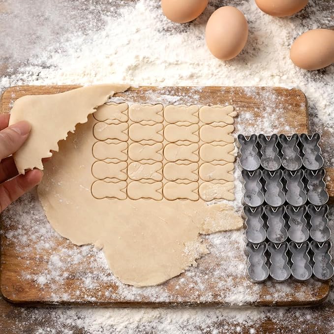 AIERSA Mini Bunny Cookie Cutter,Small Easter Cookie Cutters,1.2 Inch Tiny Rabbit Shaped Cracker Cutter,20 Cavity Metal Stainless Steel Easter Cracker Cutters