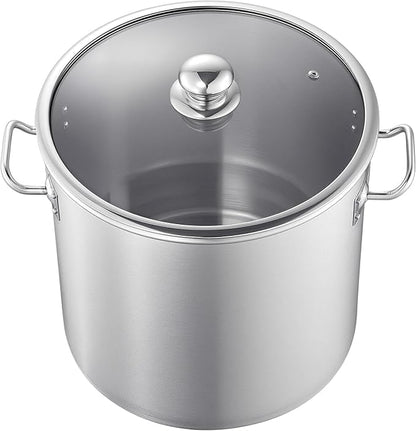VEVOR Stainless Steel Stock Pot, 21-Quart Stainless Steel Stockpot with Glass Lid, PFOA-Free, PFAS-Free, Compatible with Gas Stoves, Induction Cooktops, Electric Stoves, for Soups, Stews, and Pasta - Image 9