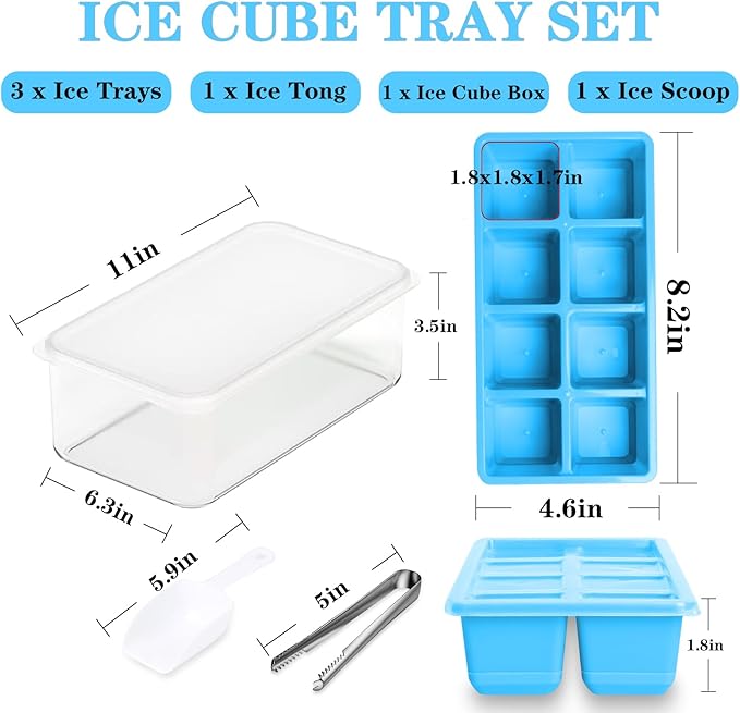 Ice Trays for Freezer with Lid and Bin, JRISBO 6 Pack Silicone Ice Cube Tray Storage Iced Bucket Kits, Stackable & Leak Proof Large Ice Cube Molds for Cocktail, Whiskey, Soup, Baby Food - Image 4
