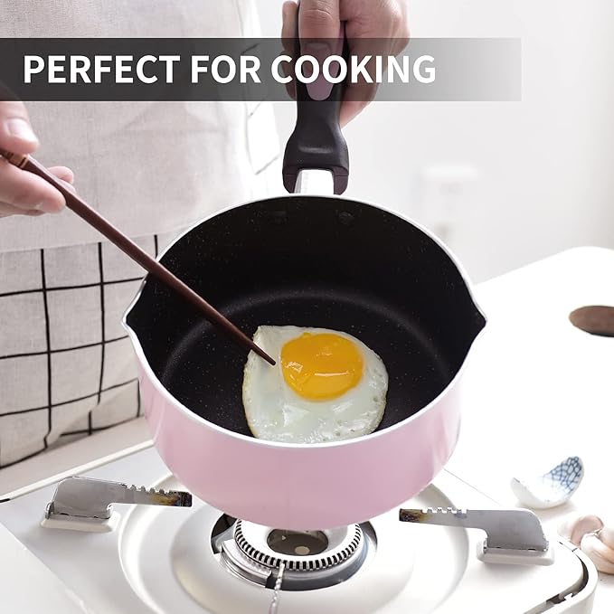 Nonstick Saucepan Set with Lid, Non Stick 1Qt & 2Qt Sauce Pan Set with Glass Lid Small Pot for Home Kitchen - Image 2