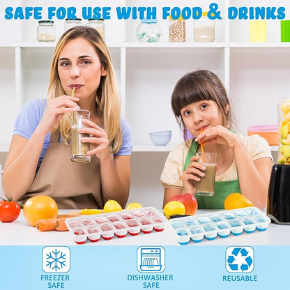 Honeydak 10 Pack 10 Pack Ice Cube Trays with Spill-resistant Removable Lid Easy-release Flexible 14 Ice Cube Tray for Drinks Fruit Yogurt Cocktails Coffee Freezer (Green,Blue,Red)