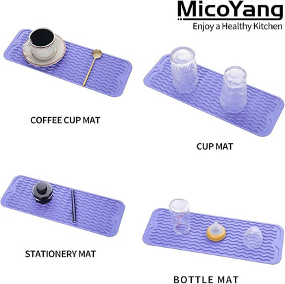 MicoYang Silicone Dish Drying Mat for Multiple Usage,Easy clean,Eco-friendly,Heat-resistant Silicone Mat for Kitchen Counter,Sink,Bar,Bottle,or Cup Light Purple M 17 inches x 6 inches - Image 4