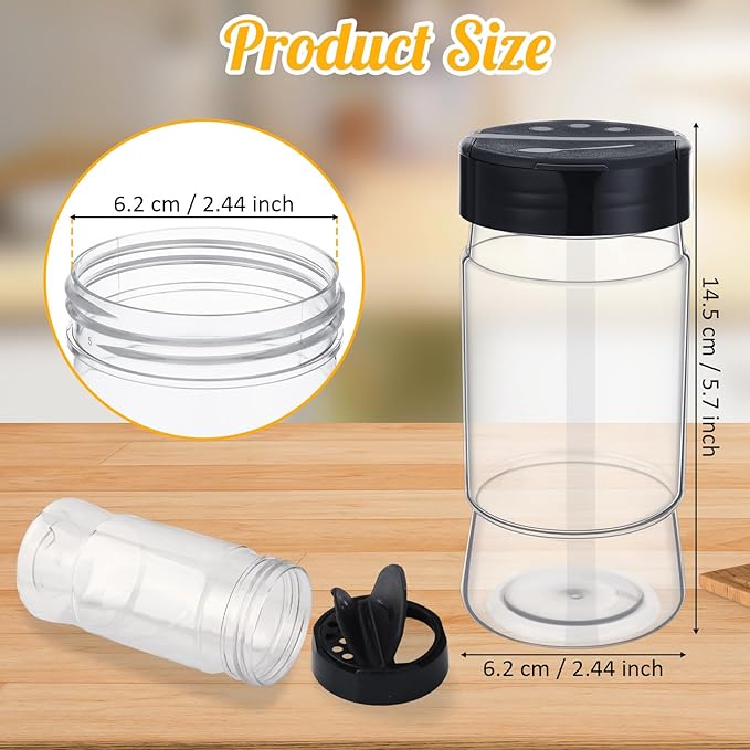 Mimorou 30 Pack 10.1 oz Plastic Spice Jars with Shaker Lids Clear Seasoning Containers Bottles for Kitchen Storing Spice Herbs Seasoning Powders - Image 2