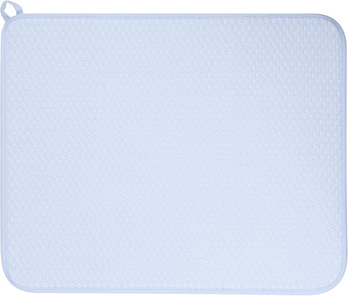 GeeRic 12 * 16 inch Microfiber Dish Drying Mat, Superb Absorbent Kitchen Dish Drying Pad, Reversible Drainboard for Countertop, Blue - Image 7