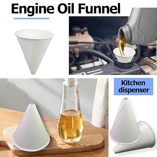 100 Pcs Paper funnels for Motor Oil 6oz Disposable Engine Oil Funnels Paper Funnel for Dispensers Kitchen Filling Bottle Disposable Funnel Paper Funnels Paper Oil Funnels - Image 5