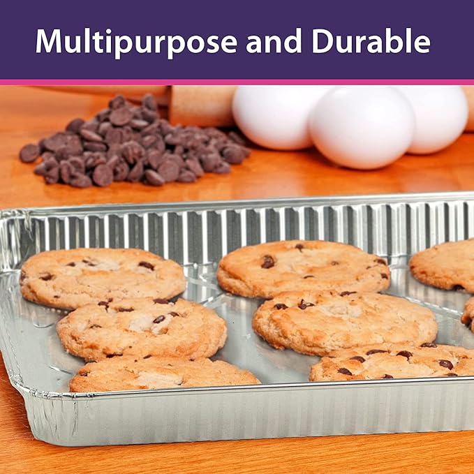 Aluminum Pans Half Size Cookie Sheet 100 Count Durable Nonstick Baking Sheets 17.75" x 12.75" - Image 3