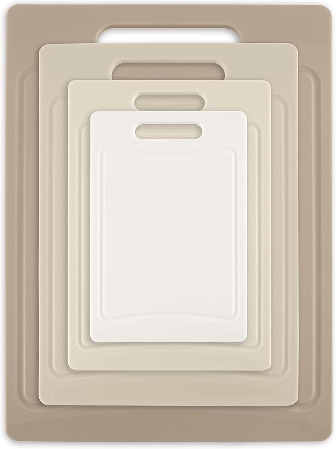 COOK WITH COLOR Non-Slip Cutting Board Set – Kitchen Essentials with Easy Grip Handle for Meat, Veggies, and Fruits, 4 Cutting Boards, Brown - Image 7