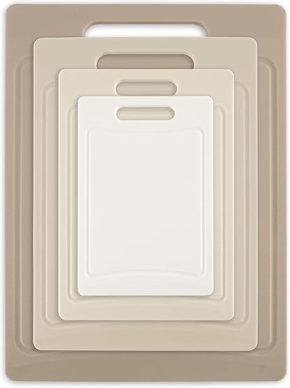COOK WITH COLOR Non-Slip Cutting Board Set – Kitchen Essentials with Easy Grip Handle for Meat, Veggies, and Fruits, 4 Cutting Boards, Brown - Image 7