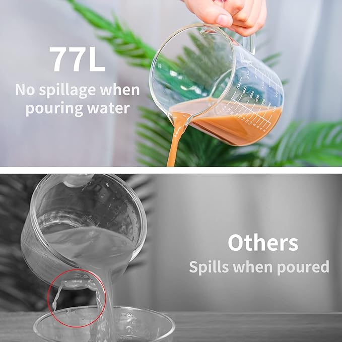 77L Glass Measuring Cup, Clear Liquid Measuring Cup with V-Shaped Spout and Three Scales, High Borosilicate Glass Beaker with Handle for Kitchen or Restaurant, 700 ML (0.7 Liter, 2 3/4 Cup) - Image 2