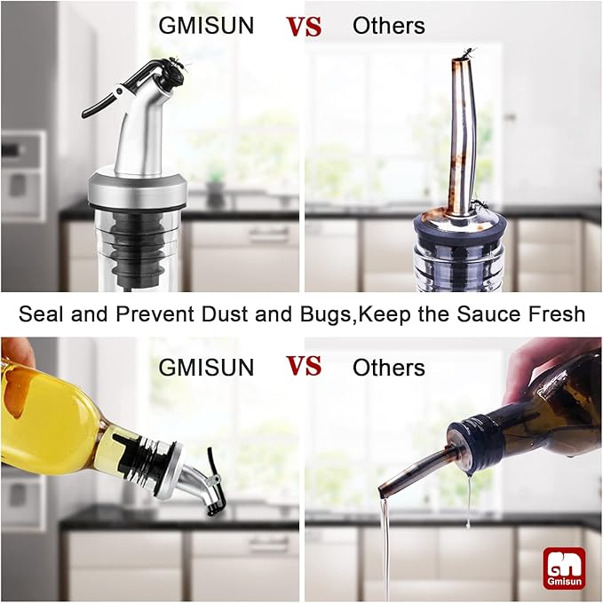 GMISUN Olive Oil Dispenser And Vinegar Bottle 3 Pack 17oz, For Kitchen, Glass Cooking Oil Container Cruet with Pourer Spout, Funnel And Labels, Clear - Image 5