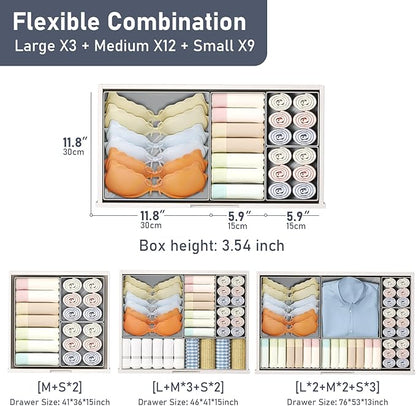 DIMJ Drawer Organizer Clothes Storage - 24 Pack Baby Dresser Organizer for Nursery, Foldable Closet Drawer Organizer Bins for Bedroom Organization, Fabric Storage Dividers for Socks, Underwears, Bras - Image 3
