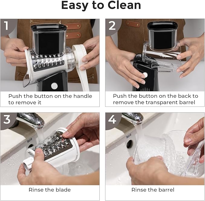 X Home 5-in-1 Rotary Cheese Grater for Kitchen, Upgraded Hand Crank Shredder with Stronger Suction Base & Multifunctional Drum Blades, for Cheese, Vegetables and Nuts, Easy to Use and Clean, Black - Image 8