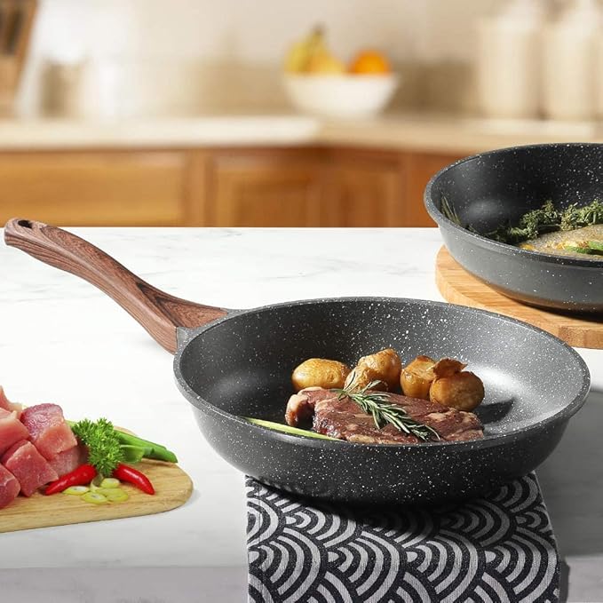 SENSARTE Nonstick Frying Pan Skillet, Swiss Granite Coating Omelette Pan, Healthy Stone Cookware Chef's Pan, PFOA Free (8/9.5/10/11/12.5 Inch) (11 Inch) - Image 2