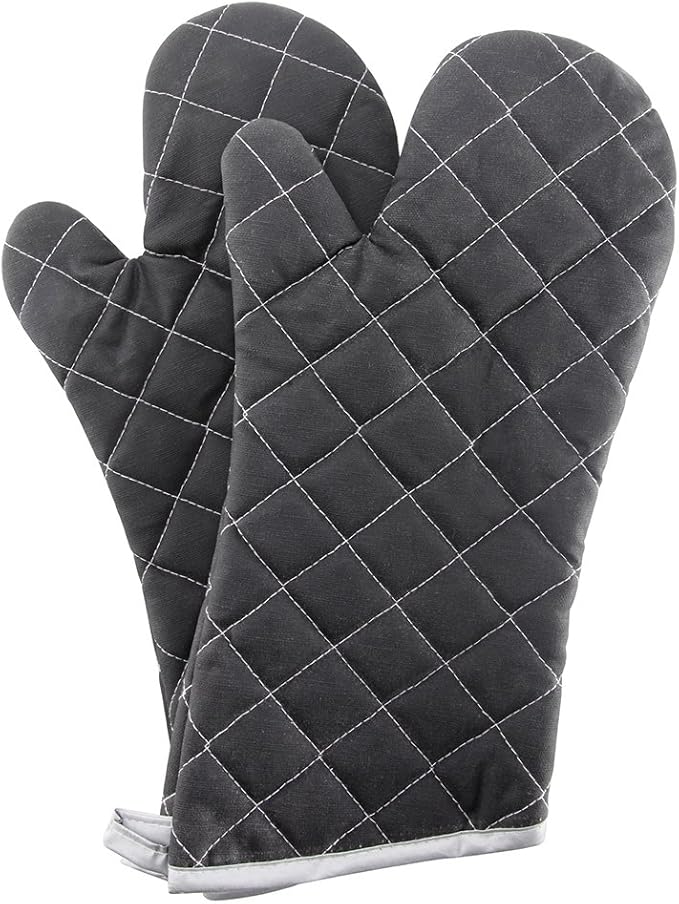 Oven Mitts Flame Retardant Mitts Heat Resistant to 425 °F 15 Inch Kitchen Mitt Black Color 2-Pack by ARCLIBER