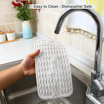 ZLR Silicone Sponge Holder & Sink Caddy Tray (6" x 12") - Narrow Dish Drying Mat for Kitchen Counter - Waterproof Soap Dispenser Organizer, Non-Slip Bathroom Vanity Tray (Milk White) - Image 4