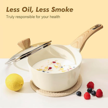 SENSARTE Ceramic Cookware Sets, Pots and Pans Set Non stick, 14 Piece Induction Cookware, Non toxic Healthy Non Stick Kitchen Cooking Set, with Frying Pans Set, PFAS PTFE PFOA PFOS Free - Image 7