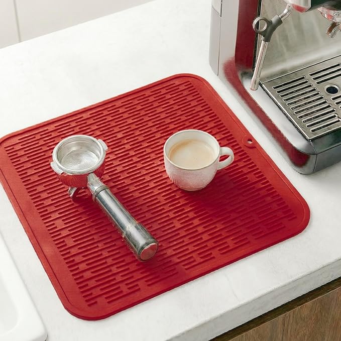 MicoYang Silicone Dish Drying Mat for Multiple Usage,Easy clean,Eco-friendly,Heat-resistant Silicone Mat for Kitchen Counter or Sink,Refrigerator or Drawer Liner Red XL 18 inches x 16 inches - Image 8