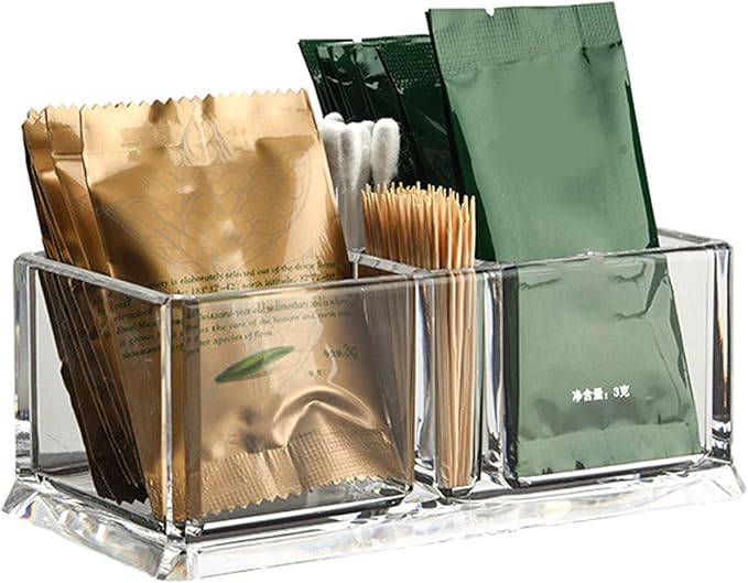 Coffee Sugar Bags Holder for Drink Packet Organizer,5.8x3.2x2.36 inch Tea Bag Sugar Caddy Dispenser Storage Box for Coffee Sugar Packet Stirrers Straws Holder,Home Restaurant Countertops Container by Beautifulhomehappylife