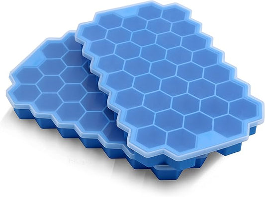 Ice Cube Trays for Freezer with Lid-37 Grid Silicone Ice Cube Tray with Lid for Small Ice Cube Molds,Easy-Release Reusable Ice Cube in Ice Bucket for Iced Coffee Cup by BIDFUL