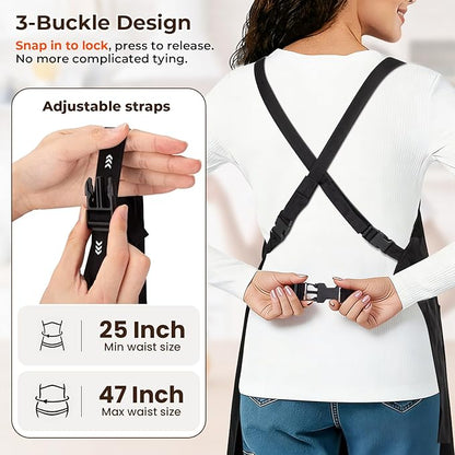 Noverlife Hair Stylist Apron with 4 Pockets, Hair Resistant 34 Inch Long Hairdresser Aprons w/Adjustable Strap for Salon