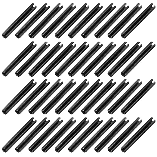 MECCANIXITY 60Pcs Slotted Split Roll Pins 6/25 Inch(6mm) Dia. 2 Inch(50mm) Length 65Mn Steel Spring Tension Expansion Dowels for Secure Fastening, Black