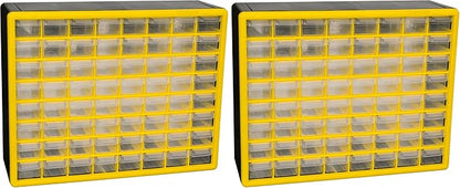 Akro-Mils 64-Drawer Plastic Drawer Storage Cabinet for Garage Organization, Bead Organizer, Building Bricks Storage, Teacher Toolbox, Makeup Organizer, 20-Inch W x 6-Inch D x 16-Inch H, 10164 Yellow by Akro-Mils