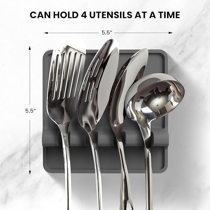 Zulay Kitchen Spoon Rest for Multiple Utensils High Heat-Resistant Silicone Drip Pad, BPA-Free Spoon Holder for Stove Top, Kitchen Gadget Holder for Ladles, Tongs, Cooking Spatula - Makes Great Gift - Image 2