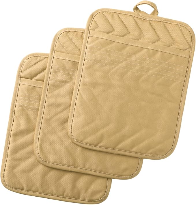 Anyi Pot Holders and Oven Mitts 7" X 9" Heat Resistant Cotton Pocket Pot Holder Set Feature of Non Slip Kitchen Hot Pad Oven Mitts, 3-Pack (Mojave Desert) by Unknown